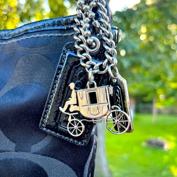 Coach Black and Gray Sateen HOBO Bag - Picture 9 of 15